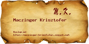 Maczinger Krisztofer névjegykártya
