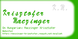 krisztofer maczinger business card